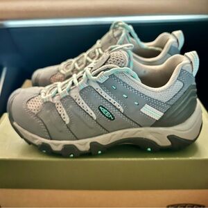 KEEN Koven Low Hiking Shoes Women's Size 6.5 Steel Grey/Cockatoo Gorpcore Rugged